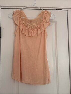 Energie Peach Ruffle Lace Yoke Sleeveless Camisole